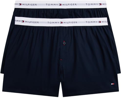 Tommy Hilfiger Herren 2er Pack Boxershorts Woven Boxer Baumwolle, Blau (Desert Sky/Desert Sky), XL von Tommy Hilfiger