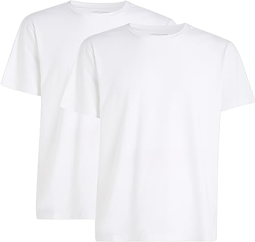 Tommy Hilfiger Herren 2er Pack T-Shirts Rundhalsausschnitt, Weiß (White/White), L von Tommy Hilfiger