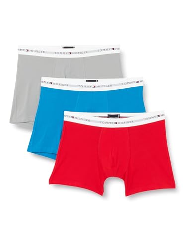 Tommy Hilfiger Herren 3er Pack Boxer Briefs Unterwäsche, Blau (Cerulean Aqua/Ant Silver/Fireworks), XL von Tommy Hilfiger