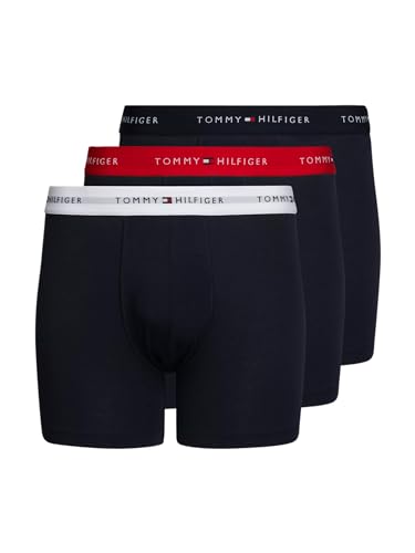 Tommy Hilfiger Herren 3er Pack Boxershorts Trunks Unterwäsche, Blau (Des Sky/White/Primary Red), M von Tommy Hilfiger