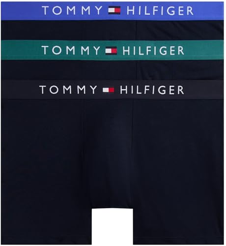Tommy Hilfiger Herren 3er Pack Boxershorts Briefs mit Logobund, Mehrfarbig (D Sky/Fmy Ocn/Nob Blu), L von Tommy Hilfiger