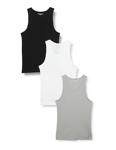 Tommy Hilfiger Herren Tank Tops aus Baumwolle, Mehrfarbig (Black/White/Zinc Alloy), M von Tommy Hilfiger