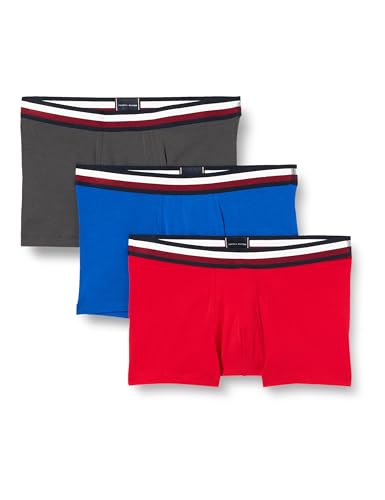 Tommy Hilfiger Herren 3P Trunk Glob Stripe Wb Retroshorts, Dark Ash/Ultra Blue/Primary Red, XL von Tommy Hilfiger