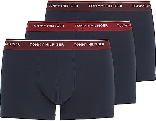 Tommy Hilfiger Herren 3er Pack Boxershorts Trunks Unterwäsche, Blau (Rouge/ Dp Rouge/ Dp Burgundy), S von Tommy Hilfiger