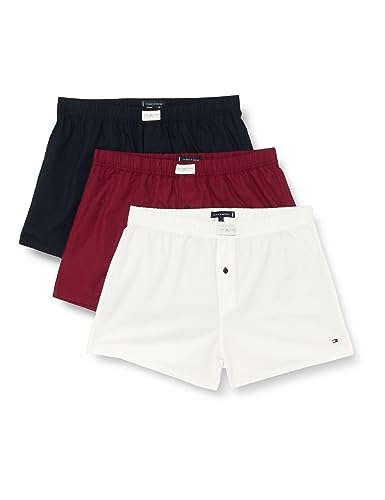 Tommy Hilfiger Herren 3er Pack Boxershorts Baumwolle, Mehrfarbig (Desert Sky/Rouge/Ecru), XL von Tommy Hilfiger