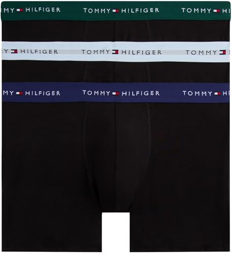 Tommy Hilfiger Herren 3er Pack Boxershorts Briefs mit Logobund, Mehrfarbig (ORN Grn/PRP NVY/VES Blu), M von Tommy Hilfiger