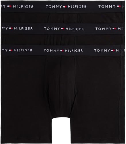 Tommy Hilfiger Herren 3er Pack Boxershorts Briefs mit Logobund, Schwarz (Blk/Blk/Blk), L von Tommy Hilfiger