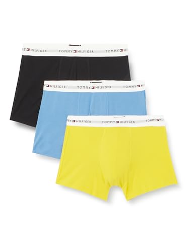 Tommy Hilfiger Herren 3er Pack Boxershorts Trunks Unterwäsche, Blau (Valley Yellow/Blue Spell/Des Sky), M von Tommy Hilfiger