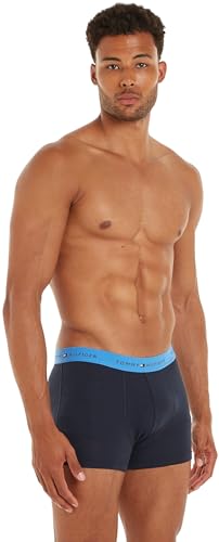 Tommy Hilfiger Herren 3er Pack Boxershorts Trunks Unterwäsche, Blau (Valley Yellow/Blue Spell/Des Sky), S von Tommy Hilfiger