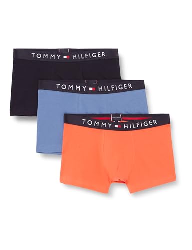 Tommy Hilfiger Herren 3er Pack Boxershorts Trunks Unterwäsche, Mehrfarbig (Crushed Coral/Des Sky/Iron Blue), S von Tommy Hilfiger