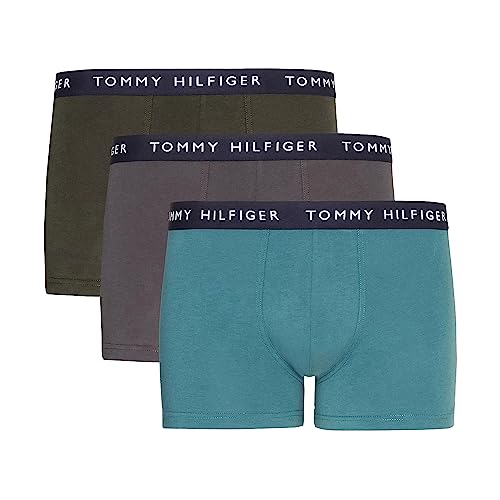 Tommy Hilfiger Herren 3er Pack Boxershorts Trunks Unterwäsche, Mehrfarbig (Frosted Green/Army Green/Dark Ash), XXL von Tommy Hilfiger