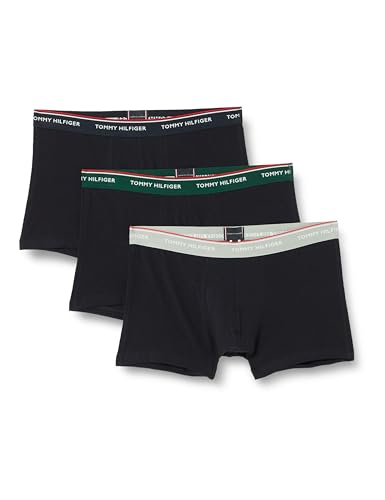 Tommy Hilfiger Herren 3er Pack Boxershorts Trunks Unterwäsche, Mehrfarbig (Hunter/Grey Htr/Des Sky), L von Tommy Hilfiger