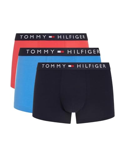 Tommy Hilfiger Herren 3er Pack Boxershorts Trunks Unterwäsche, Mehrfarbig (Laser Pink/Des Sky/Blue Spell), M von Tommy Hilfiger