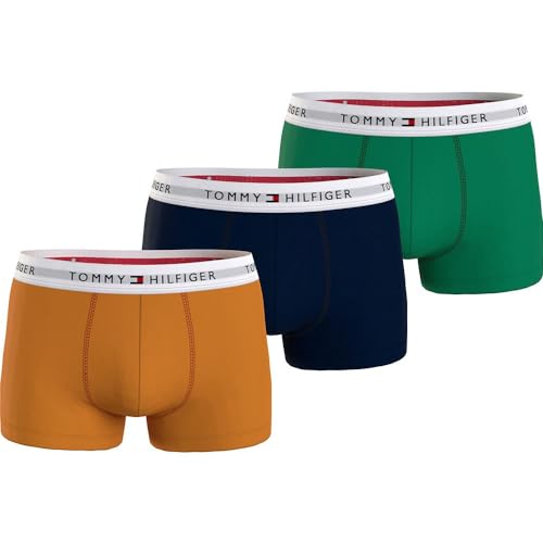 Tommy Hilfiger Herren 3er Pack Boxershorts Trunks Unterwäsche, Mehrfarbig (Rich Ocre/Des Sky/Olympic Gr), S von Tommy Hilfiger