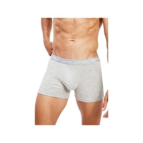 Tommy Hilfiger Herren 3er Pack Boxershorts Trunks Unterwäsche, Mehrfarbig (White/Heather Grey/White/Black), S von Tommy Hilfiger