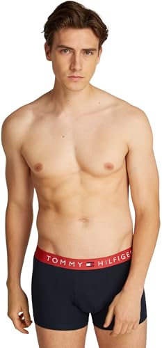 Tommy Hilfiger Herren 3er Pack Boxershorts Trunks aus Baumwolle, Mehrfarbig (Terra Red/Pri Red/des Sky), L von Tommy Hilfiger