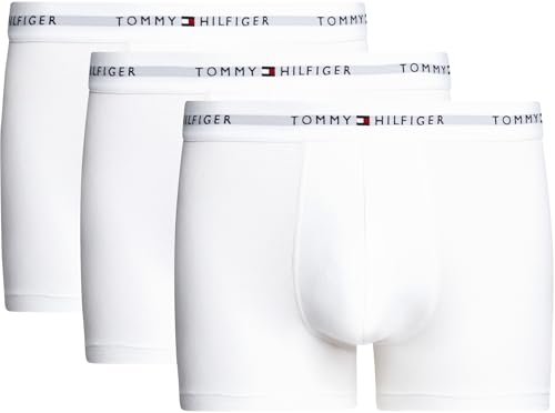 Tommy Hilfiger Herren 3er Pack Boxershorts Trunks aus Baumwolle, Weiß (White/White/White), SM von Tommy Hilfiger