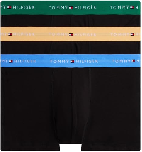 Tommy Hilfiger Herren 3er Pack Boxershorts Trunks mit Logobund, Mehrfarbig (BRL Orng/Blu Spel/Nouv Grn), S von Tommy Hilfiger