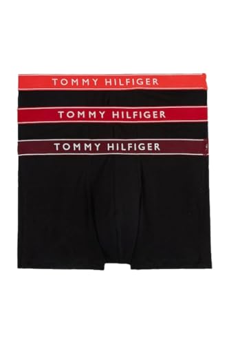 Tommy Hilfiger Herren 3er Pack Boxershorts Trunks mit Logobund, Mehrfarbig (Hot Heat/Med Red/Dp Rge), XXL von Tommy Hilfiger