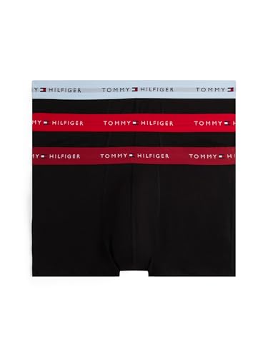 Tommy Hilfiger Herren 3er Pack Boxershorts Trunks mit Logobund, Mehrfarbig (Prim Red/Reg Red/Vess Blu), L von Tommy Hilfiger
