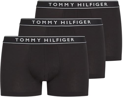 Tommy Hilfiger Herren 3er Pack Boxershorts Trunks mit Logobund, Schwarz (Blk/Blk/Blk), S von Tommy Hilfiger