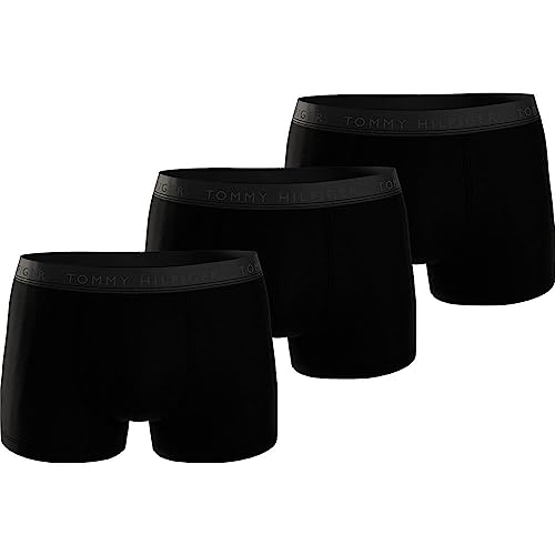 Tommy Hilfiger Herren 3er Pack Boxershorts Trunks mit Stretch, Schwarz (Black/ Black/ Black), S-M von Tommy Hilfiger