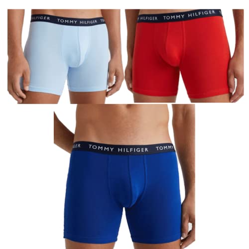 Tommy Hilfiger Herren 3p Boxershorts Retroshorts Bold Blu/Iceberg/Empire Flm, S von Tommy Hilfiger