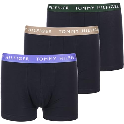 Tommy Hilfiger Herren 3p Boxershorts Trunk, Hntr/Oatmilk/Iris Blue, S von Tommy Hilfiger