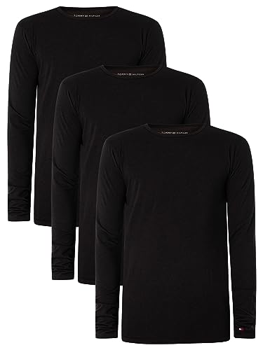 Tommy Hilfiger Herren 3er Pack Langarmshirts Basic, Schwarz (Black/ Black/ Black), XXL von Tommy Hilfiger