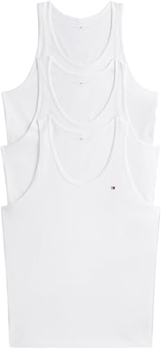 Tommy Hilfiger Herren 3er Pack Tank Tops Rundhalsausschnitt, Weiß (White/White/White), XS von Tommy Hilfiger