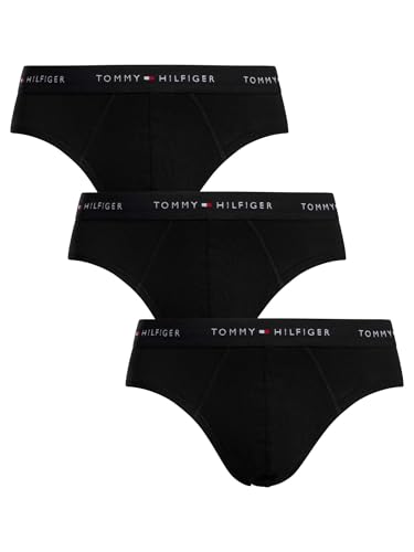 Tommy Hilfiger Herren 3er Pack Unterhosen Hip Briefs mit Logobund, Schwarz (Blk/Blk/Blk), XL von Tommy Hilfiger