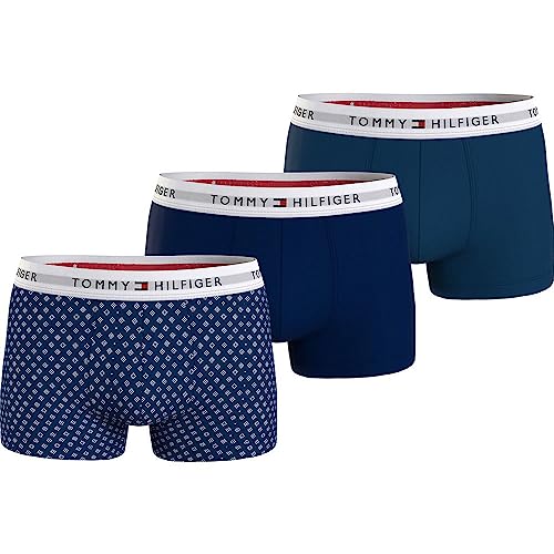 Tommy Hilfiger Herren 3er Pack Boxershorts Trunks Unterwäsche, Mehrfarbig (F Polkadot/Dsrt Sky/Deep Indigo), S von Tommy Hilfiger