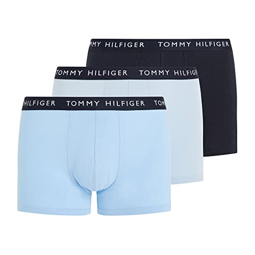 Tommy Hilfiger Herren 3er Pack Boxershorts Trunks Unterwäsche, Mehrfarbig (Vessel Blue/Breezy Blue/Desert Sky), S von Tommy Hilfiger