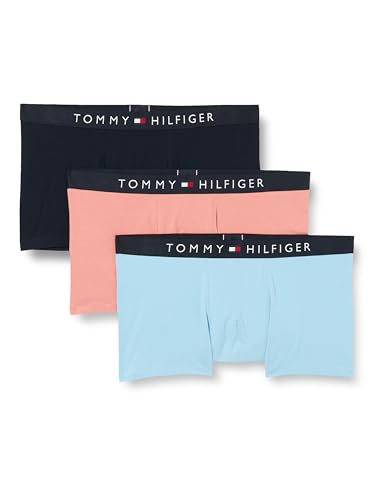 Tommy Hilfiger Herren 3er Pack Boxershorts Trunks Unterwäsche, Mehrfarbig (Sleepy Blue/Des Sky/Teaberry), XL von Tommy Hilfiger