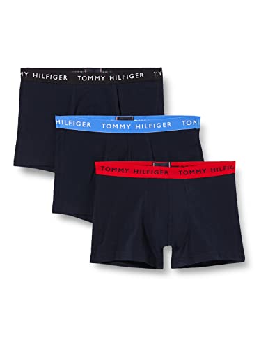 Tommy Hilfiger Herren 3p Trunk Wb Boxershorts, Schwarz/Top Water/Primary Red, S von Tommy Hilfiger