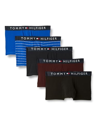 Tommy Hilfiger Herren 5P Trunk Print Retroshorts, Argyle STR/Sky/Black/Blue/Burg, L von Tommy Hilfiger