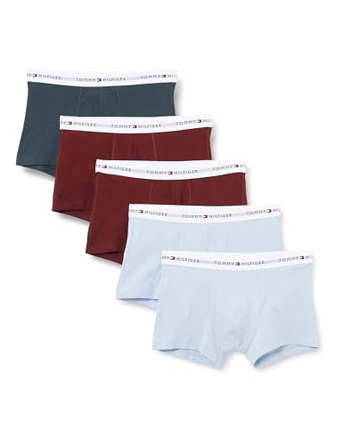 Tommy Hilfiger Herren 5er Pack Boxershorts Trunks Classic Fit, Mehrfarbig (Mil Denim/Deep Rouge/Breezy Blue), S von Tommy Hilfiger