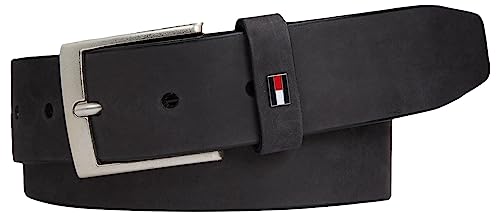 Tommy Hilfiger Herren Gürtel Adan 3,5 cm Nubuck Ledergürtel, Schwarz (Black), 85 von Tommy Hilfiger