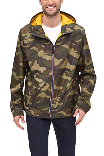 Tommy Hilfiger Herren Leichte, Wasserabweisende Kapuze Regenjacke, Camouflage, L von Tommy Hilfiger