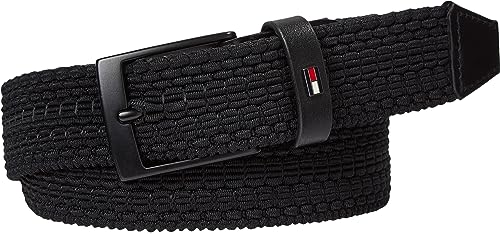 Tommy Hilfiger Herren Gürtel Adan 3,5 cm Elastic Stoffgürtel, Schwarz (Black), 100 von Tommy Hilfiger