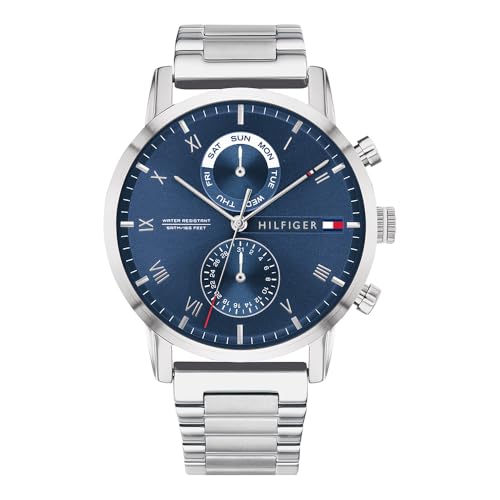 Tommy Hilfiger Multi Zifferblatt Quarz Uhr für Herren mit Silbernes Edelstahlarmband - 1710401 von Tommy Hilfiger