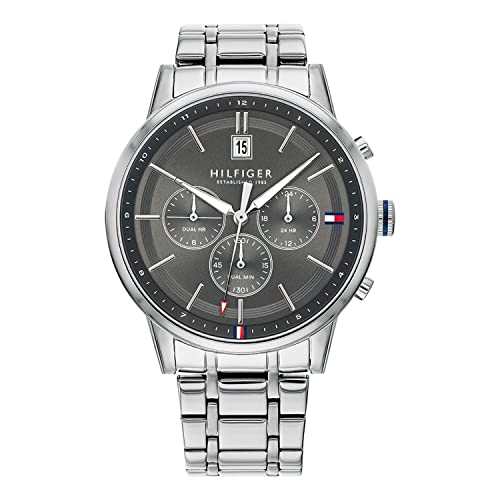 Tommy Hilfiger Multi Zifferblatt Quarz Uhr für Herren mit Silbernes Edelstahlarmband - 1791632 von Tommy Hilfiger