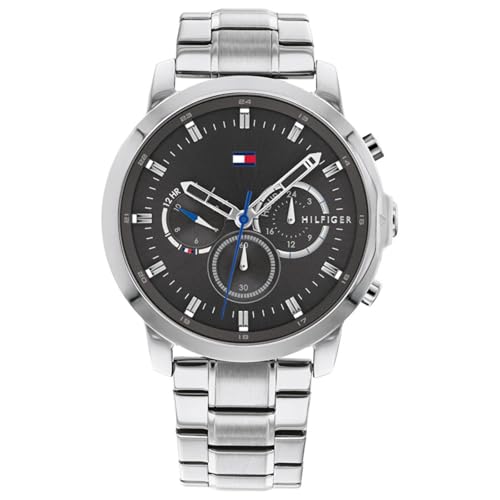 Tommy Hilfiger Multi Zifferblatt Quarz Uhr für Herren mit Silbernes Edelstahlarmband - 1791794 von Tommy Hilfiger
