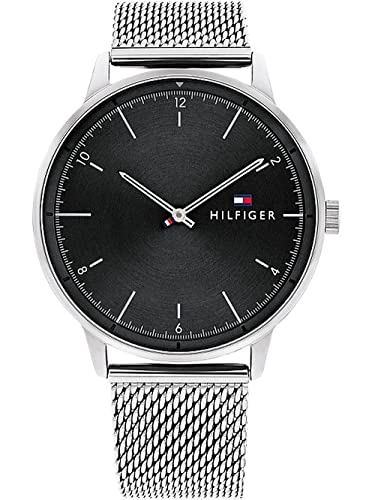 Tommy Hilfiger Analog Quarzuhr für Herren mit Silbernes Edelstahl-Mesh-Gliederarmband - 1791842 von Tommy Hilfiger