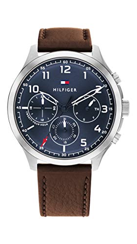 Tommy Hilfiger Multi Zifferblatt Quarz Uhr für Herren mit Braunes Lederarmband - 1791855 von Tommy Hilfiger