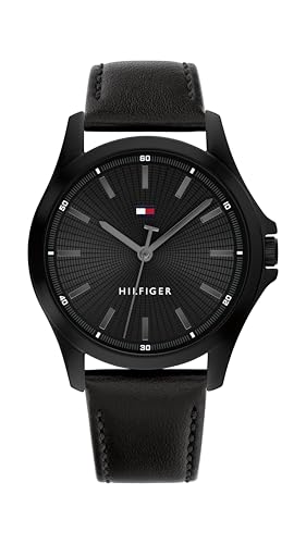 Tommy Hilfiger Uhr mit DREI-Zeiger-Quarzwerkfür Herren mit Schwarzes Lederarmband - 1792190 von Tommy Hilfiger