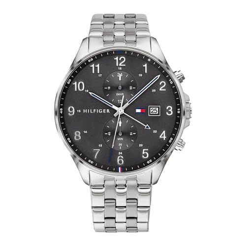 Tommy Hilfiger Multi Zifferblatt Quarz Uhr für Herren mit Silbernes Edelstahlarmband - 1791707 von Tommy Hilfiger