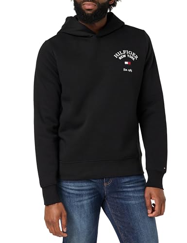 Tommy Hilfiger Herren Hoodie Arched Varsity mit Kapuze, Schwarz (Black), L von Tommy Hilfiger