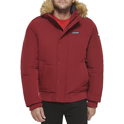 Tommy Hilfiger Steppjacke im Schnorchel-Bomberstil für Herren, arktischer Stoff, M von Tommy Hilfiger