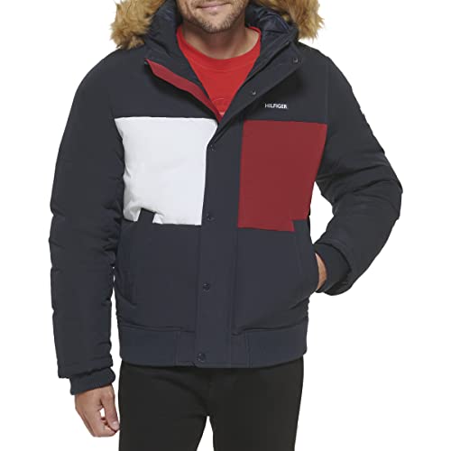 Tommy Hilfiger Herren Arctic Cloth Gesteppte Schnorchelbomberjacke, Tommy Logo Print, S von Tommy Hilfiger